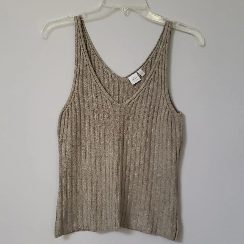 Y2K Anne Klein Sweater Womens sz Large Rib Knit Wool Silk Blend Tank Vest